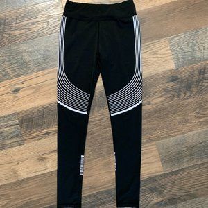 Unbranded Ladies Black Athletic Pants with White Striped Curves Medium